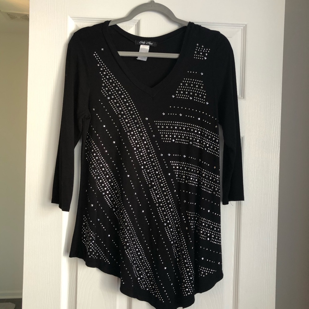 Only Nine black top with sparkly detail.